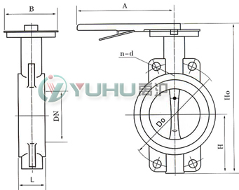 D71X軟密封對夾蝶閥 (手柄傳動) 