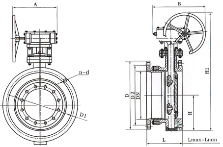 手動(dòng)伸縮蝶閥 連接尺寸圖